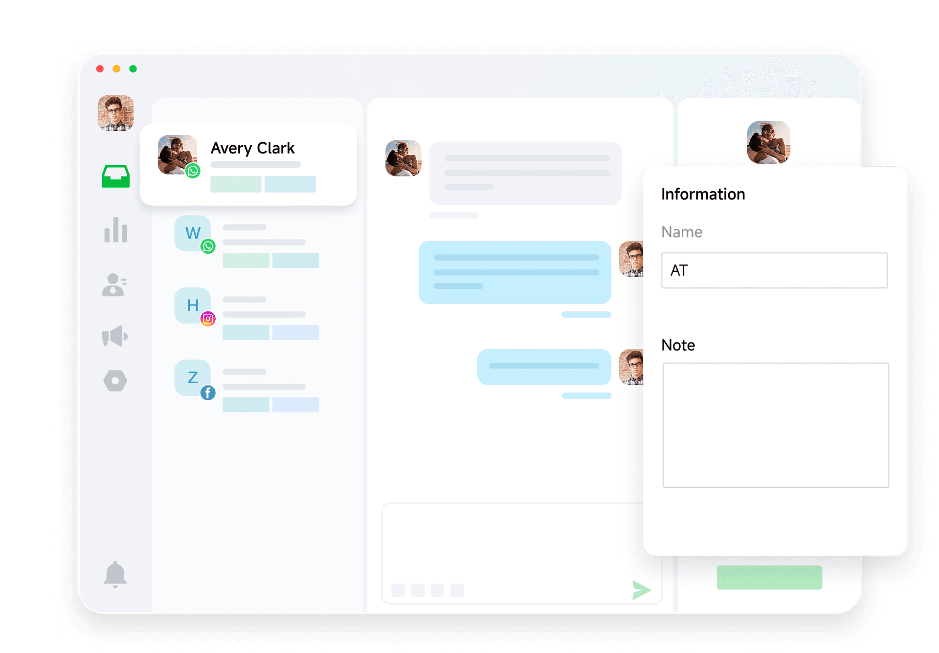 Edit customer information and share notes in chats
