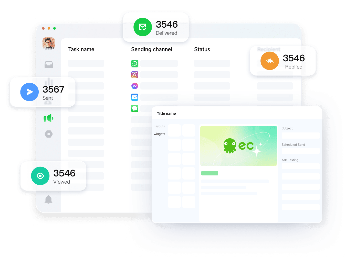 Run flexible marketing campaigns across social media and email channels, reaching the right audience effortlessly